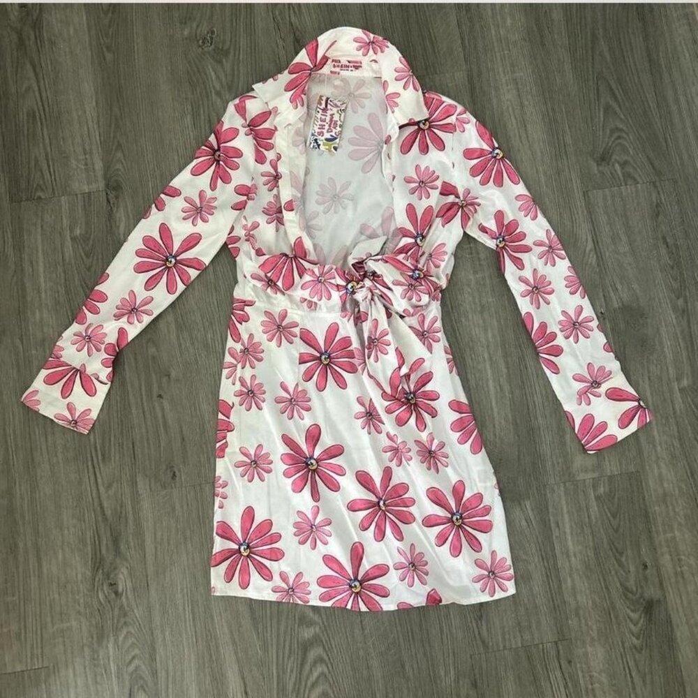 Pink and white SHEIN dress #pinkdress